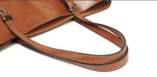 2017 Oil Leather-style Crossbody/Shoulder Tote Bag Brown or Burgundy)